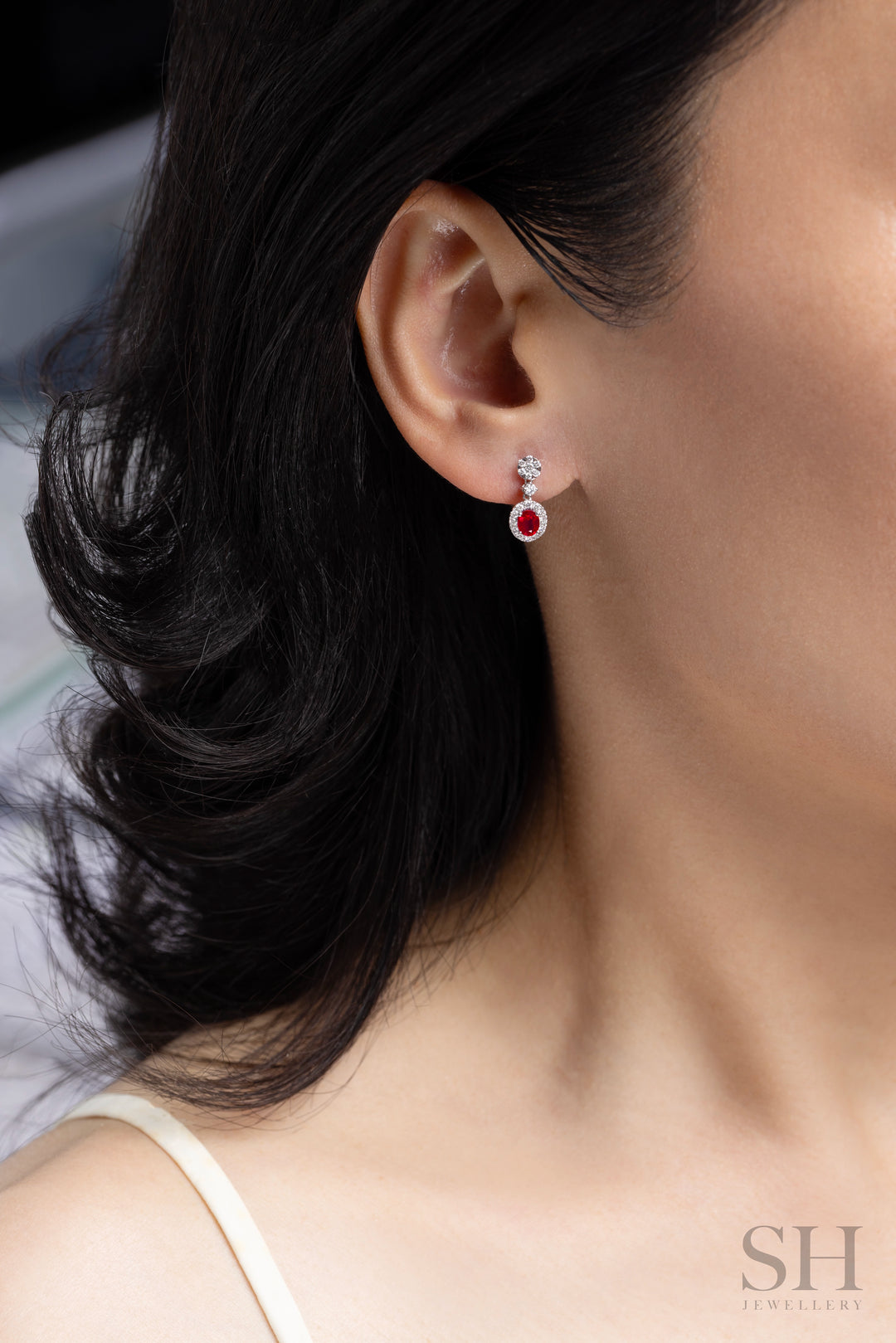 Classic Ruby Oval Drops - W1333