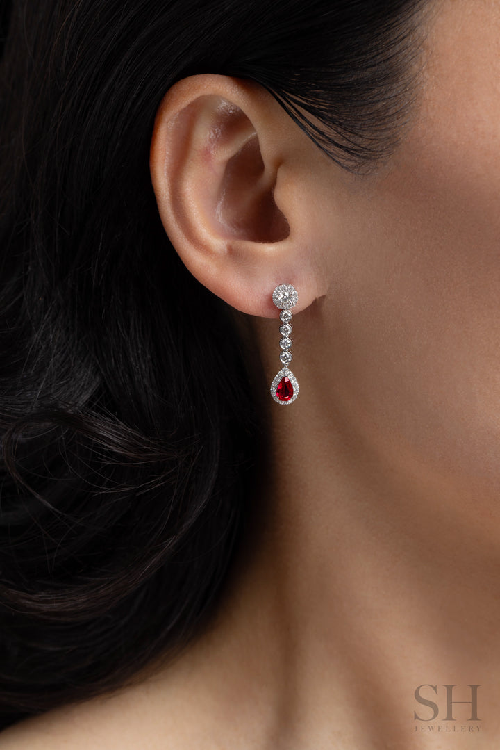 Twilight Ruby Drop Earrings - W1334