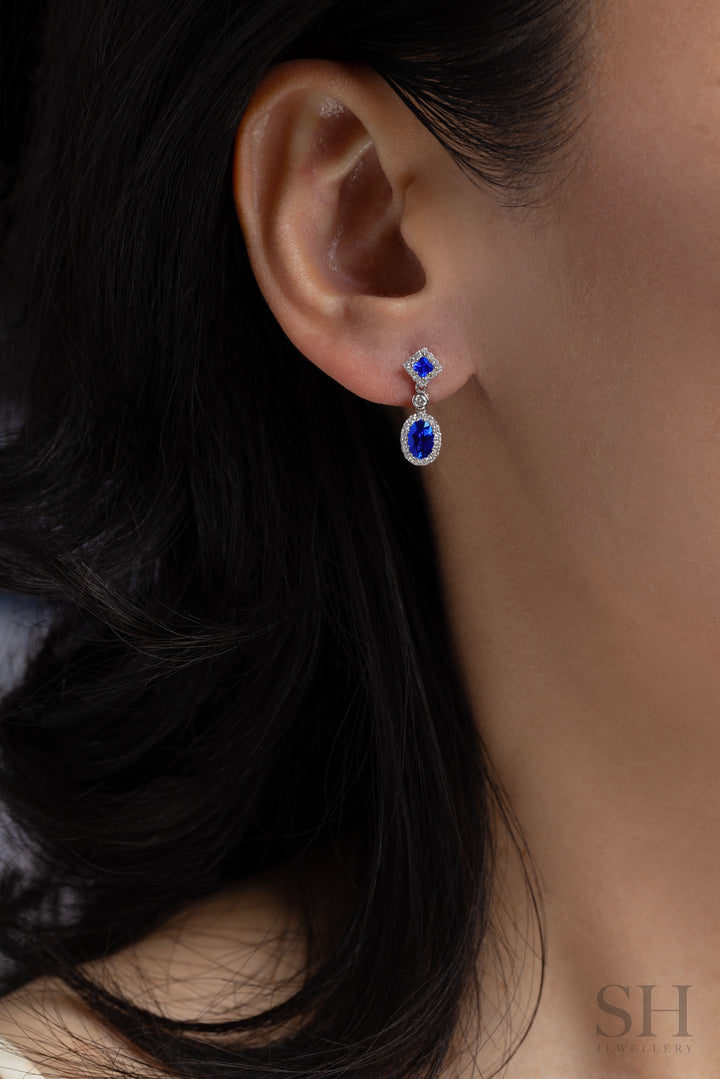 Harmony Oval Sapphire Drop Earrings - W1338