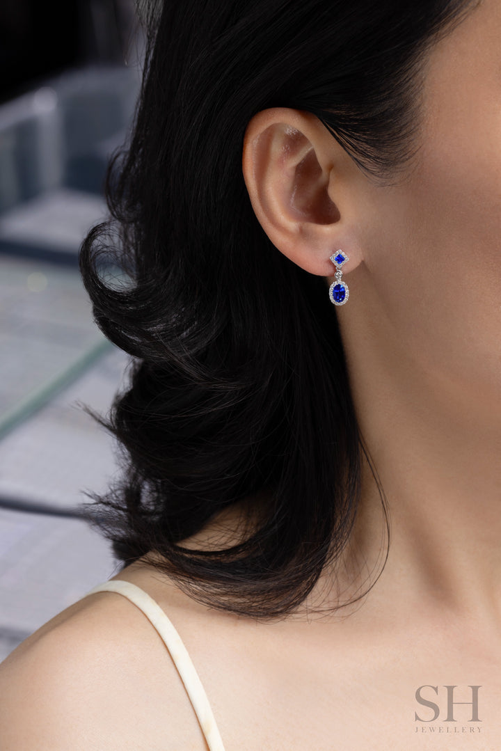 Harmony Oval Sapphire Drop Earrings - W1338