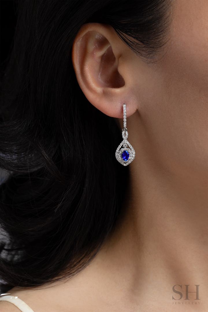 Midnight Glow Sapphire Diamond Earrings - W1342