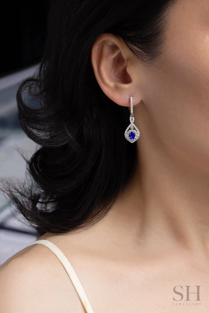 Midnight Glow Sapphire Diamond Earrings - W1342