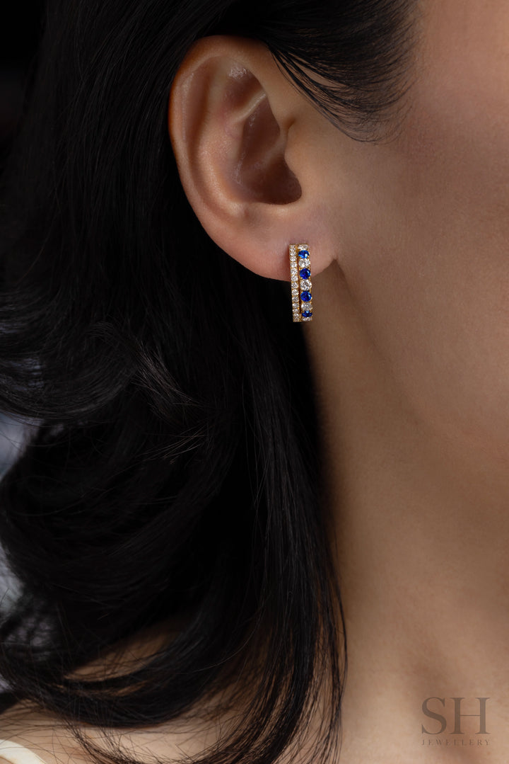 Fusion Sapphire and Diamond Hoops - W1347