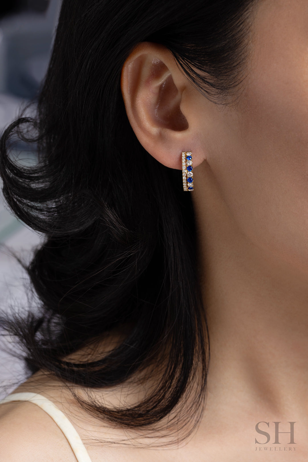 Fusion Sapphire and Diamond Hoops - W1347