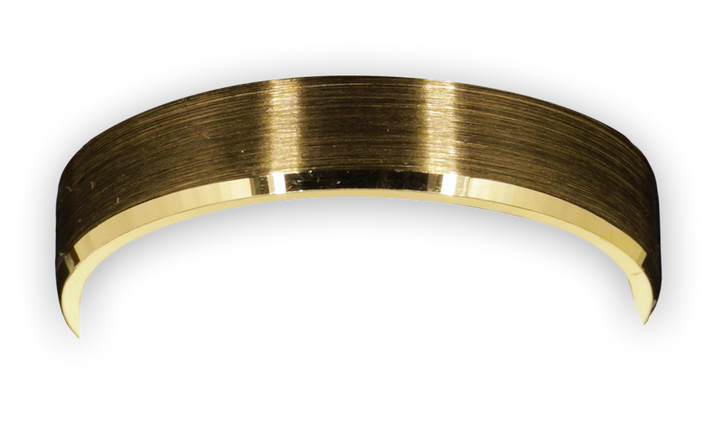 Men's yellow gold satin finish wedding band with bevelled edges (5mm) - W0139