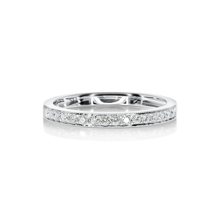 Grain set women's diamond wedding band with milgrain detail (2.2mm) - W0174