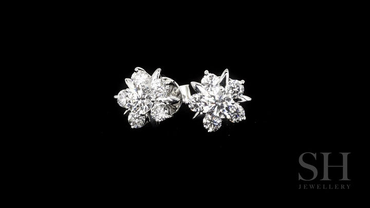 Star Shaped Diamond Earrings with 5-Point Design (0.30ct centre) - W0289