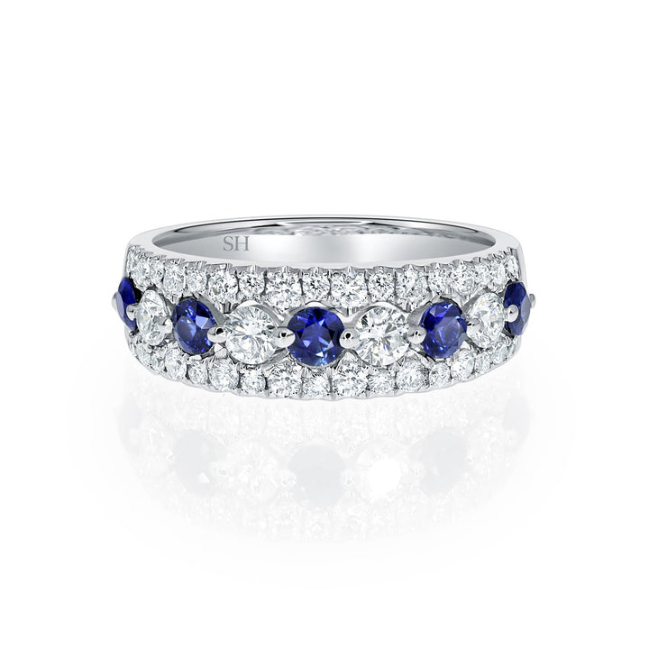 Ripple sapphire and diamond band - W0420