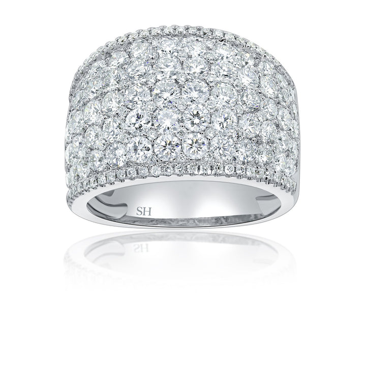 Snowball dome wide diamond band - W0449