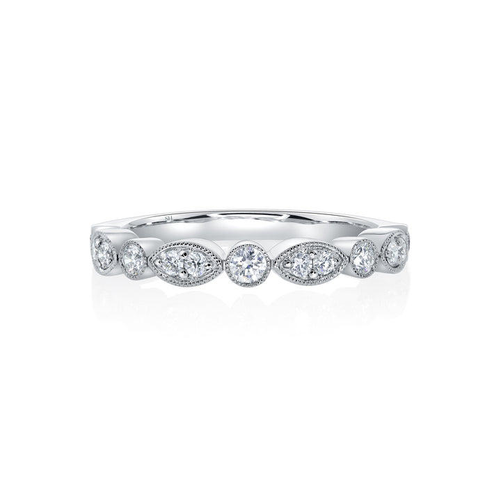 Marquise Panel with Alternating Round Diamonds & Milgrain Edging (2.9mm) - W0602