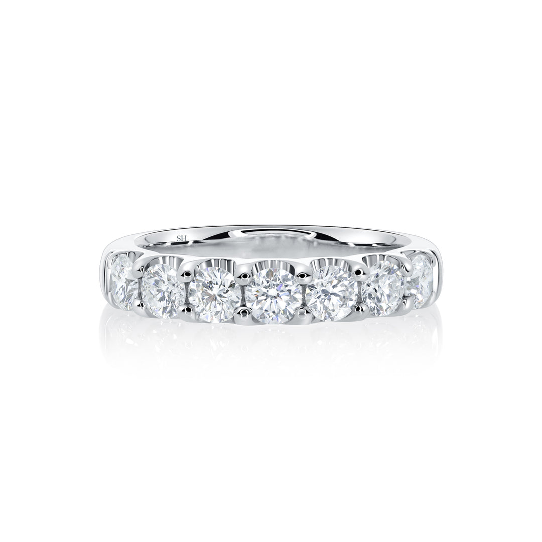 Medium Width Scalloped-Claw Diamond Women’s Wedding Band (3.8mm) - W0608