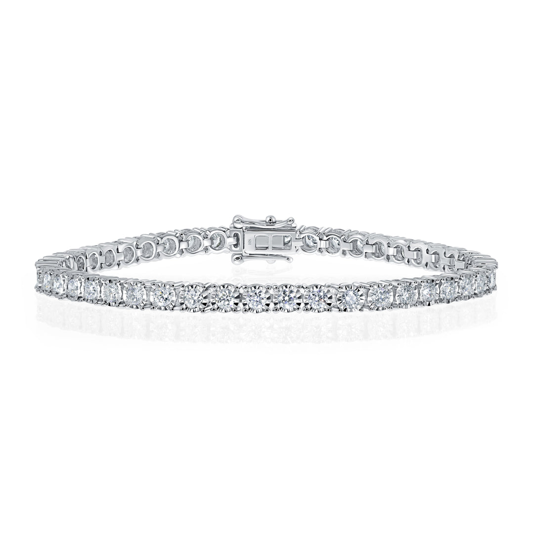 18kt Gold Diamond Tennis Bracelet With Gold Halo (large) (0.06ct each) - W0627