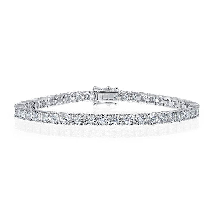 18kt Gold Diamond Tennis Bracelet With Gold Halo (large) (0.06ct each) - W0627