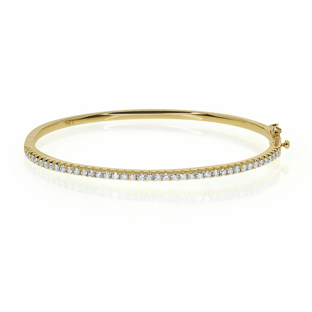 18kt Gold Pavé-Set Diamond Tennis Bangle (2.3mm) - W0746