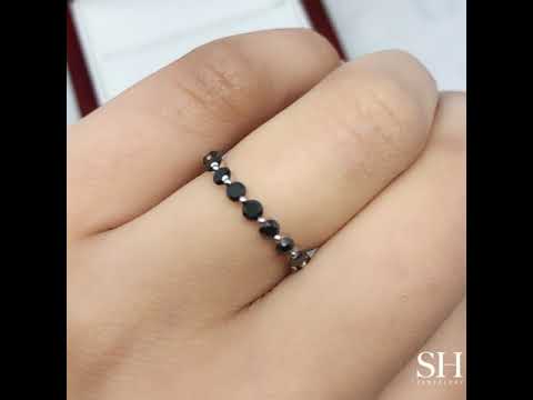 Women's Floating Diamond Wedding Band with Black Diamonds (2.5mm) - W0537