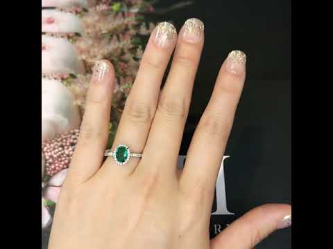 Oval Emerald Halo Engagement Ring - W0842