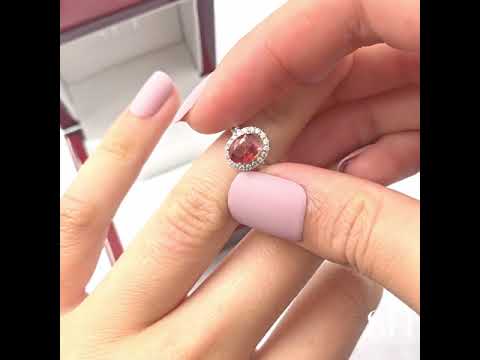 Oval Ruby and Diamond Halo Engagement Ring - W0847