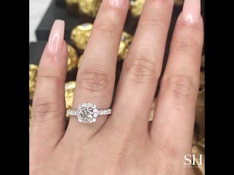 Timeless Cushion Halo Engagement Ring with 2.5mm Pavé-Set Band - W0804