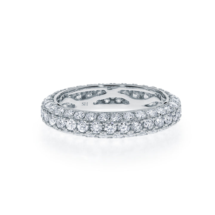 Full Eternity Medium 3-Row Pavé- Set Diamond Band - W0359